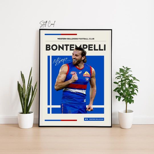Discover Marcus Bontempelli AFL Digital Print  Western Bulldogs Football Poster | AFL Wall Art | Footy Gift | Digital Download