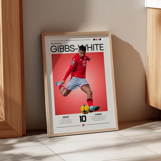 Discover Morgan Gibbs-White Retro Football Poster: Premier League Wall Art