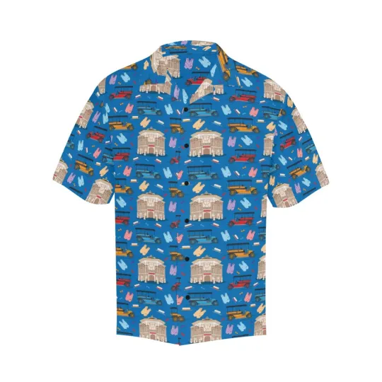 Discover Disney Main Street USA Magic Kingdom Blue Hawaiian Shirt