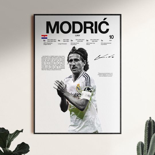Discover Luka Modric Poster, Real Madrid Wall Print, Football Player Digital Download, Soccer Print Decor, Croatia Football, Football Soccer Gift