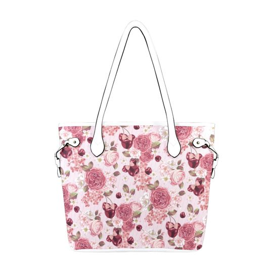 Discover Minnie Cherries n Rose Hard Canvas Tote Bag | disney world disneyland mouse cherry blossom dooney baby diaper purse shoulder bag