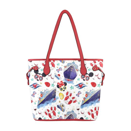 Discover Dis Cruise Allover Print Hard Canvas Tote Bag | disneyland disney world bound cruise baby diaper purse shoulder tote bag purse