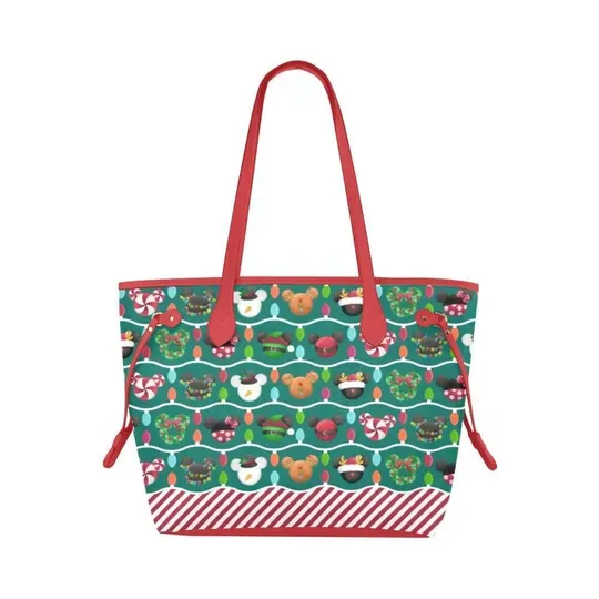 Christmas Mickey Ornaments Leather Tote Bag, Woman Bag, Gift For Her