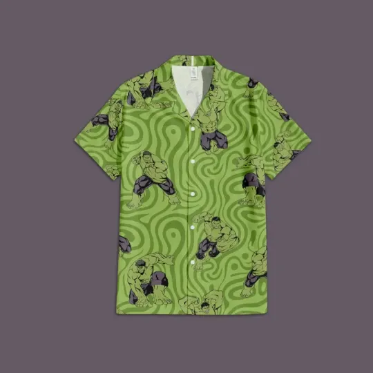 Discover Disney Marvel The Incredible Hulk Swirling Green Hawaiian Shirt