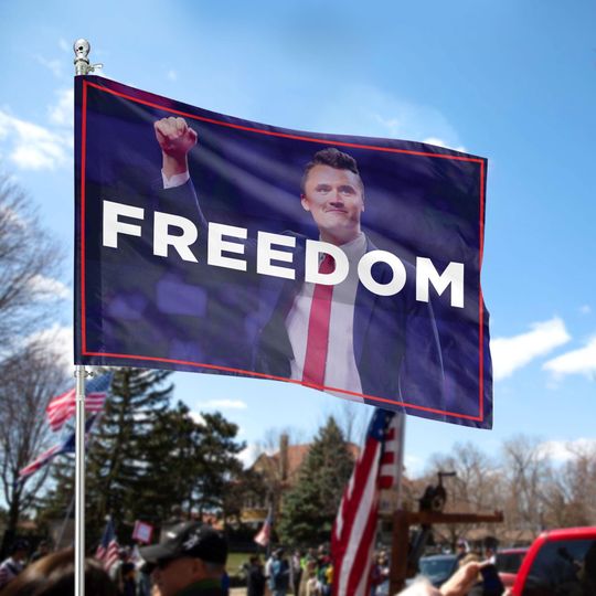Discover Charlie Kirk Freedom House Flag Patriotic Republican House Flag