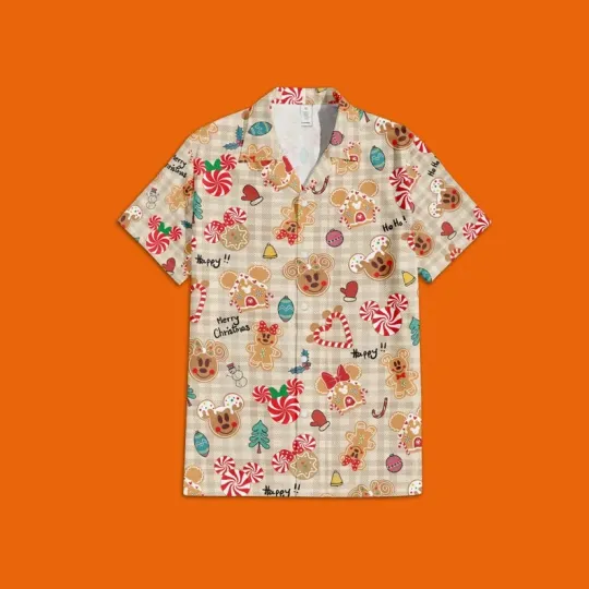 Discover Disney Gingerbread Mickey House Ginger Man Merry Christmas Hawaiian Shirt