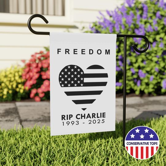 Charlie Kirk Freedom Garden Flag, Patriot Memorial Banner, RIP Charlie Tribute Flag
