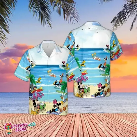 Discover Disney Summer Mickey And Minnie Mouse Hawaiian Shirt, Mickey And Friends