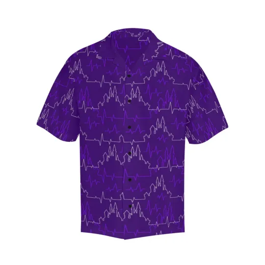 Discover Disney Mickey Mouse Castle Heartbeat Purple Hawaiian Shirt