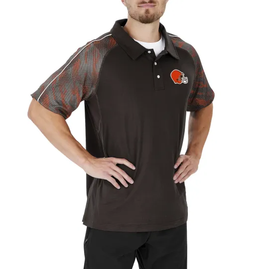 Discover Zubaz football Men's Cleveland Browns Elevated Field Polo W/ Viper Print Accent