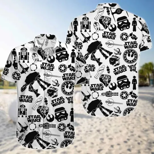 Discover Disney Star Wars Darth Vader Pattern White Hawaiian Shirt