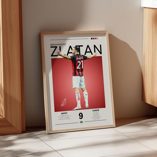 Zlatan Ibrahimovi AC Milan Poster: Retro Football Wall Art