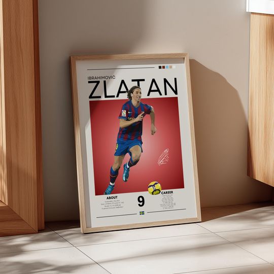 Discover Zlatan Ibrahimovi Barcelona Poster: Retro Football Wall Art