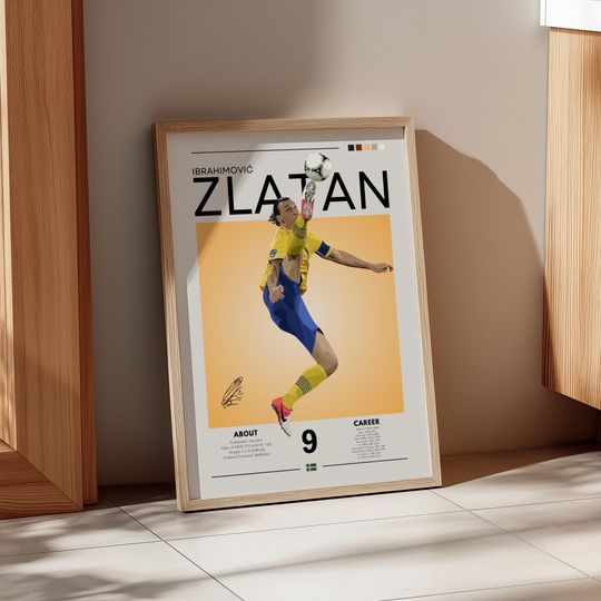 Discover Zlatan Ibrahimovi Retro Soccer Poster: Swedish Legend, AC Milan Fan Art