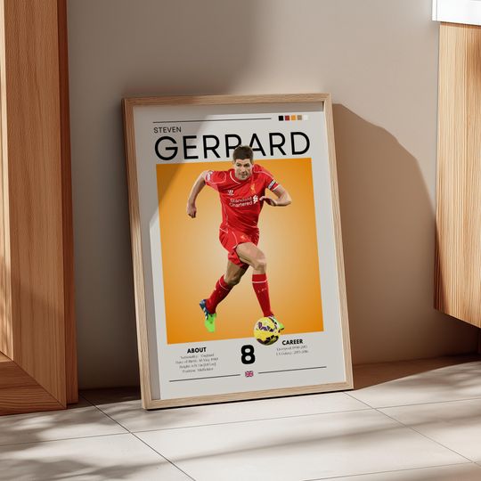 Discover Steven Gerrard Liverpool Legend Poster: Retro Football Wall Art