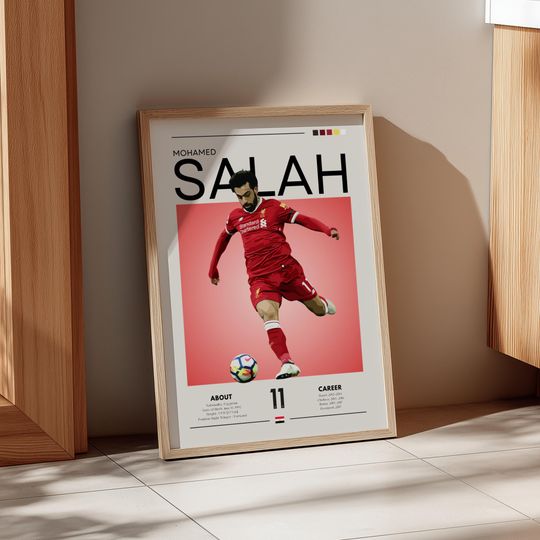 Discover Mohamed Salah Liverpool Poster: Retro Soccer Wall Art