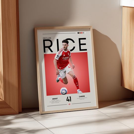 Discover Declan Rice Arsenal Poster: Premier League Football Art