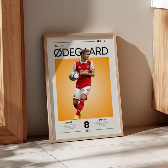 Discover Martin degaard Poster  Arsenal Midfielder Football Print  Retro Soccer Wall Art  Premier League Gift