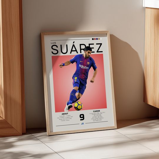 Discover Luis Surez Poster  Barcelona & Uruguay Legend Football Print  Retro Soccer Wall Art  Gift for Bara Fans  Uruguayan Striker Decor