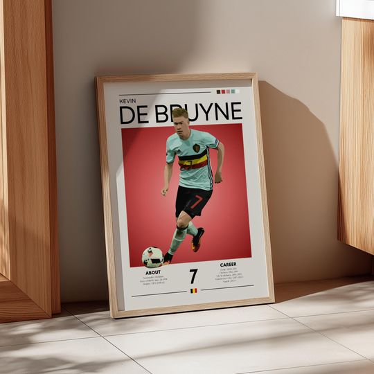 Discover Kevin De Bruyne Belgium Soccer Poster: Retro Football Wall Art