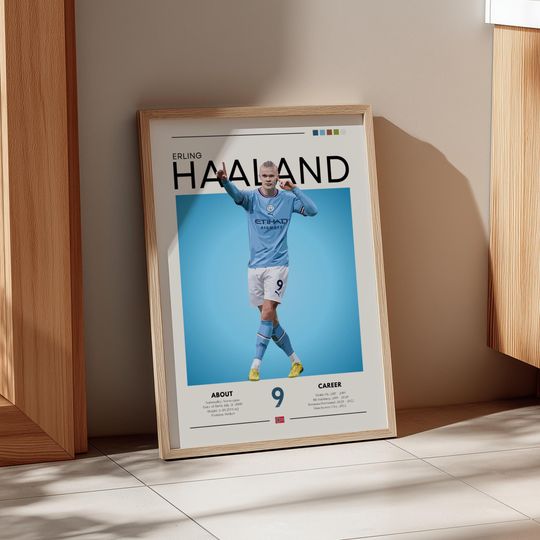 Discover Erling Haaland Retro Soccer Print: Norway Football Star Wall Art