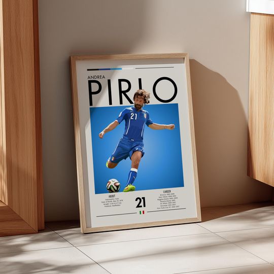 Discover Andrea Pirlo Poster: Retro Italian Football Legend Wall Art