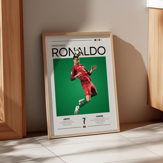 Discover Cristiano Ronaldo Portugal Poster: Retro Soccer Wall Art Print