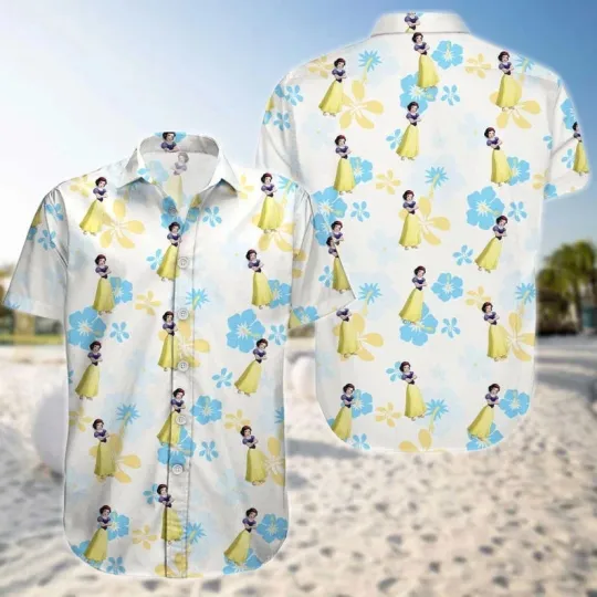 Discover Disney Princess Snow White Tropical Hibiscus Flowers Aloha Summer Hawaiian Shirt