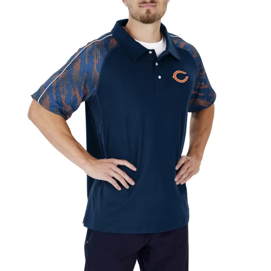 Discover Zubaz football Men's Chicago Bears Elevated Field Polo W/ Viper Print Accent