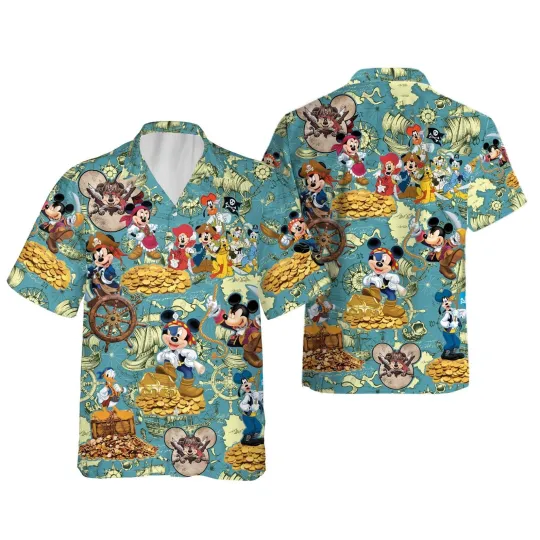 Discover Disney Mickey Mouse And Friends Pirates Of Caribbean Aloha Unisex Hawaiian Shirt