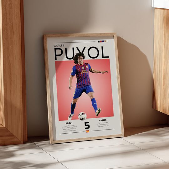 Discover Carles Puyol Poster: Retro Barcelona Captain Print - Spanish Football Legend