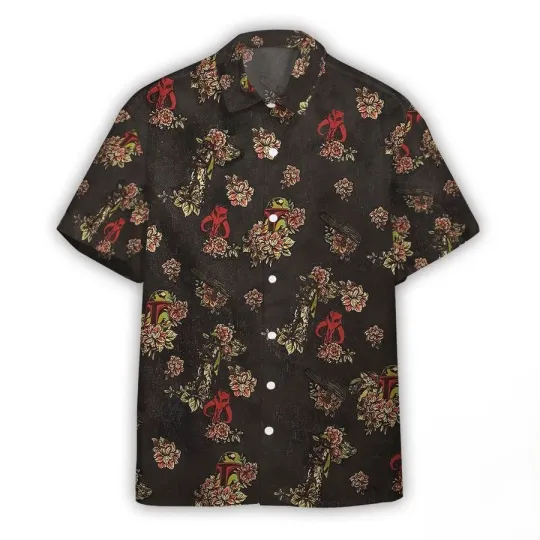 Discover Disney Star Wars Boba Fett Hawaii Vibe Floral Black Hawaiian Shirt