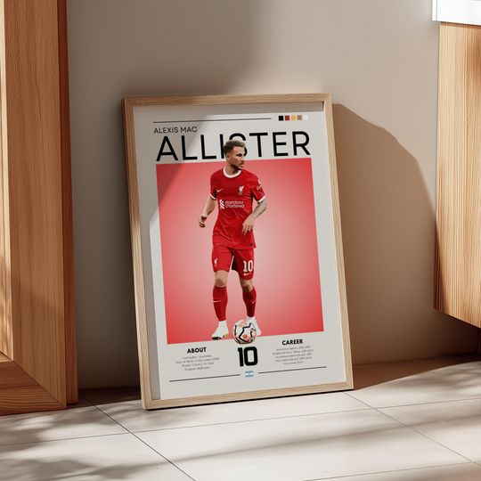 Discover Alexis Mac Allister Liverpool Print: Retro Soccer Wall Art