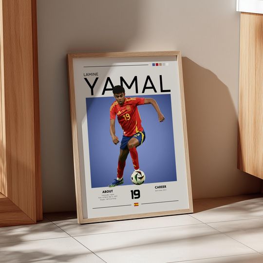 Discover Lamine Yamal Spain Soccer Print: Retro Football Wall Art
