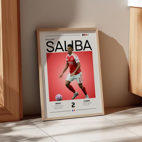 Discover William Saliba Arsenal Print: Retro French Soccer Poster