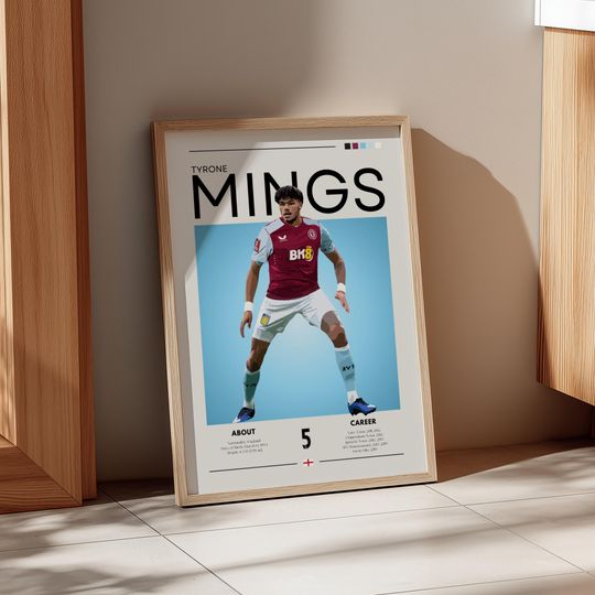 Discover Tyrone Mings Retro Football Print - Aston Villa Wall Art