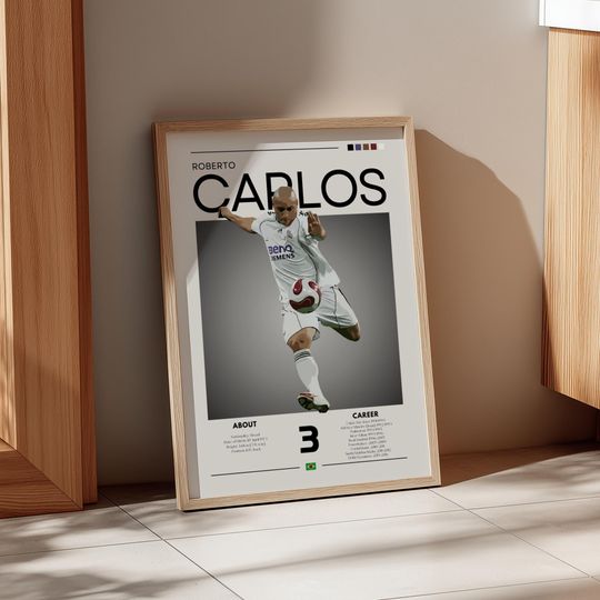 Discover Roberto Carlos - Real Madrid Legend - Retro Football Art Print