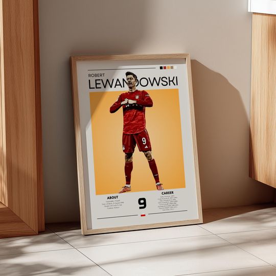 Discover Robert Lewandowski Retro Poster: Bayern Munich Wall Art
