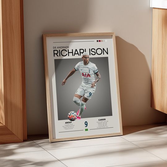 Discover Richarlison Brazil Football Print: Retro Soccer Wall Art