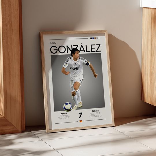 Discover Ral Gonzlez - Real Madrid Legend - Retro Football Poster