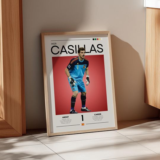 Discover Iker Casillas Poster: Retro Spain Goalkeeper Print - Real Madrid Icon