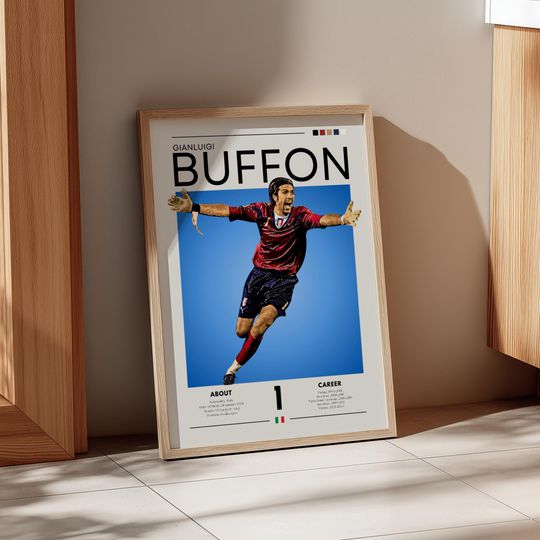 Gianluigi Buffon Poster: Retro Italy Soccer Print - Azzurri Fan Gift