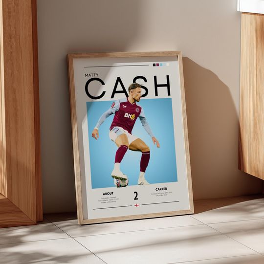 Discover Matty Cash Poster: Retro Aston Villa Football Print - Villans Fan Gift