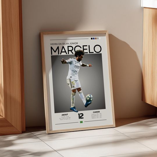 Discover Marcelo - Real Madrid Legend Print: Retro Soccer Wall Art