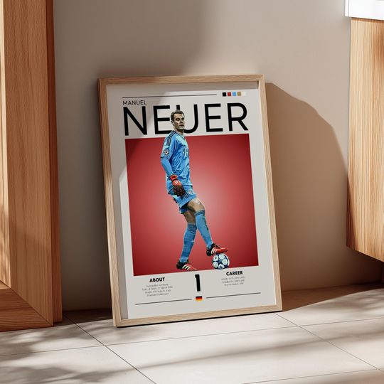 Discover Manuel Neuer Retro Soccer Print: German Goalkeeper Wall Art