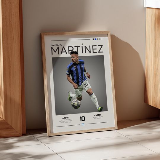Discover Lautaro Martnez Poster: Retro Inter Milan Football Print