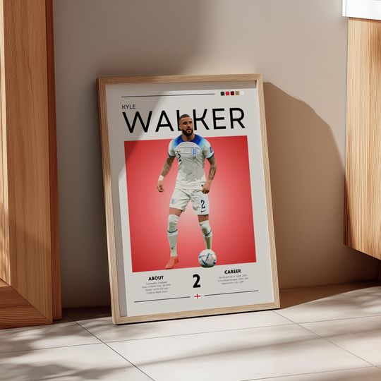 Discover Kyle Walker Manchester City Poster: Retro Football Art