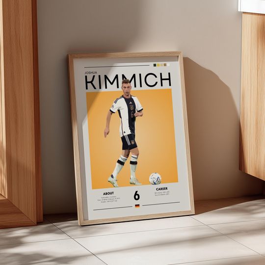 Discover Joshua Kimmich Retro Football Print: Germany, Bayern Munich Wall Art