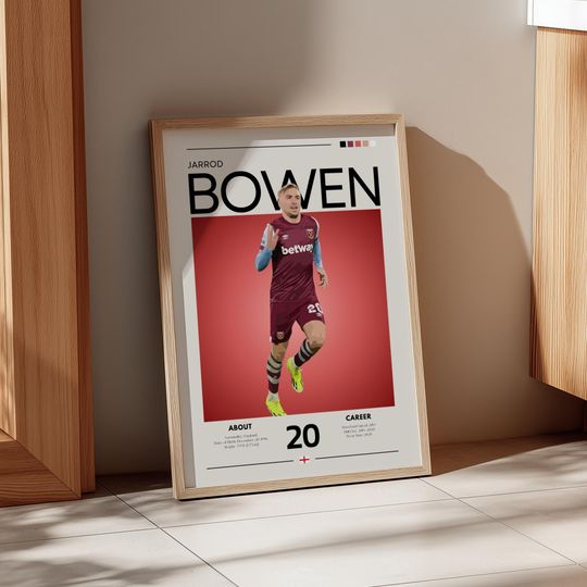 Discover Jarrod Bowen Retro Football Poster: West Ham United Star Art