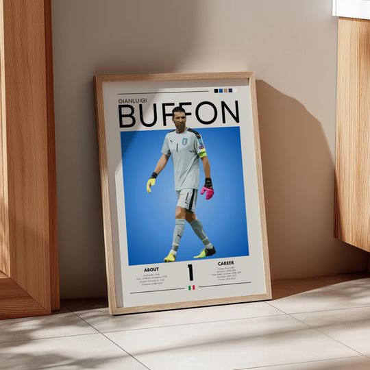 Discover Gianluigi Buffon Poster: Retro Italian Football Legend Art